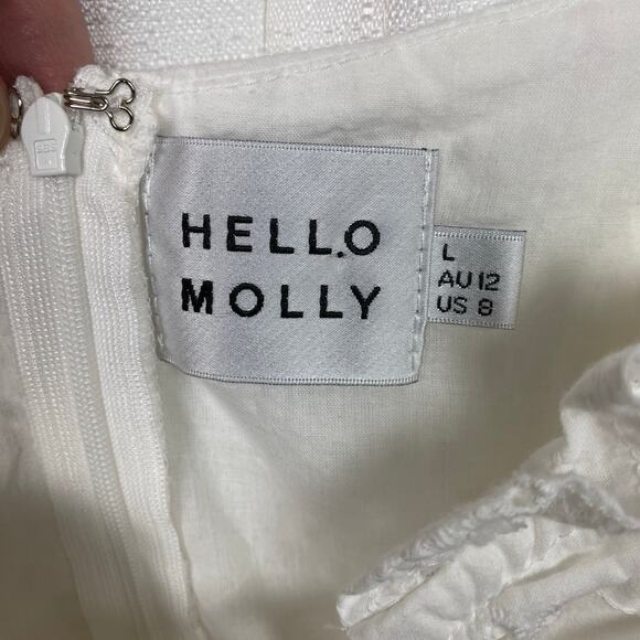 Hello Molly White Eyelet Saved By The Bell Mini Dress Sz.L/US 8 - Picture 9 of 16